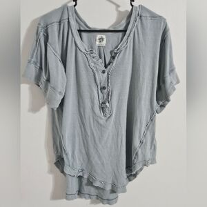 We The Free Light Blue Button-Up Top Small